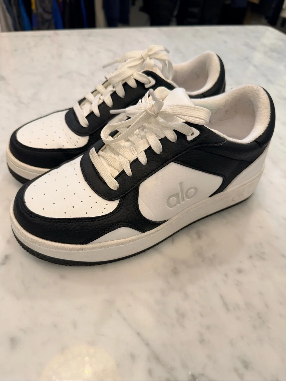 Alo Black & White Leather Sneakers